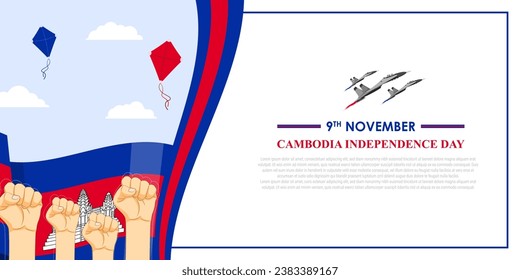 Dibujo vectorial de la plantilla de medios sociales del Día de la Independencia de Camboya