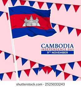 Vector illustration of Cambodia Independence Day social media template