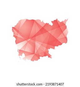ilustración vectorial del mapa de Camboya con formas geométricas de color rojo