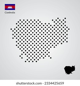 vector illustration of Cambodia map silhouette halftone style