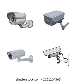 Vector illustration of camcorder and camera icon. Set of camcorder and dashboard vector icon for stock.
