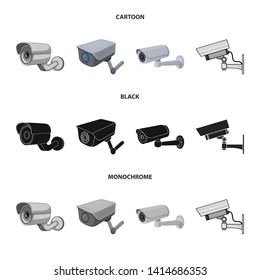 Vector illustration of camcorder and camera icon. Collection of camcorder and dashboard vector icon for stock.