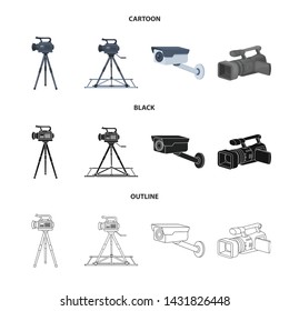 Vector illustration of camcorder and camera logo. Collection of camcorder and dashboard vector icon for stock.