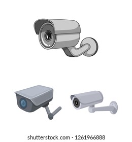 Vector illustration of camcorder and camera sign. Collection of camcorder and dashboard stock symbol for web.