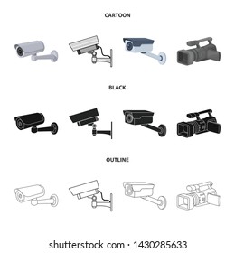 Vector illustration of camcorder and camera sign. Collection of camcorder and dashboard vector icon for stock.