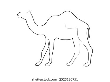 Vector illustration of camel continuous one line drawing