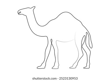 Ilustración vectorial de un dibujo de una línea continua de camello
