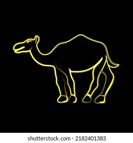 Vector illustration of camel with neon effect.