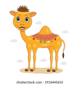 Vector illustration of a camel on a white background. Africa, desert.