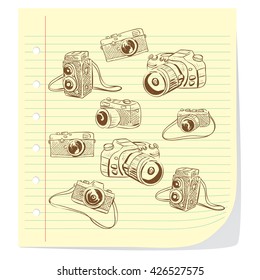 Vector illustration of camera in doodle cartoon style