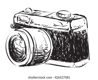 Vector illustration of camera in doodle cartoon style