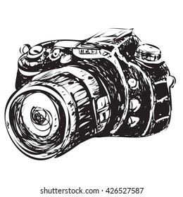 Vector illustration of camera in doodle cartoon style