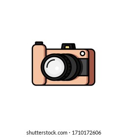 vector illustration camera flat design outline icon