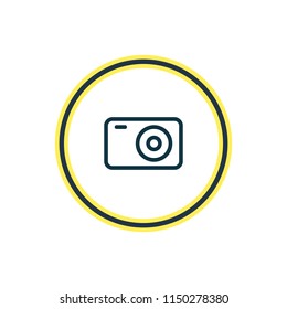 Vector illustration of camera icon line. Beautiful camp element also can be used as photo apparatus icon element.
