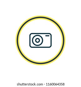 Vector illustration of camera icon line. Beautiful music element also can be used as photo apparatus icon element.