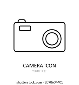 Ilustración vectorial con icono de cámara. Dibujo de esquema. 