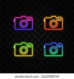 ilustração vetorial de ícones de câmera. símbolo de câmera fotográfica para seo, site e aplicativos móveis estilo .neon.