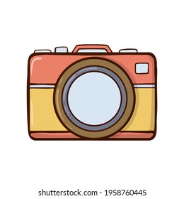Vector illustration of the camera. Image of the summer camera lens to create photos.