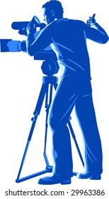 Vector illustration of camera operator