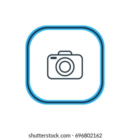 Vector Illustration Of Camera Outline. Beautiful Season Element Also Can Be Used As Photo Apparatus Element.