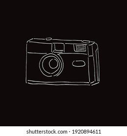 Vector Illustration of Camera Photography in Black and White Background and Line Art Design
