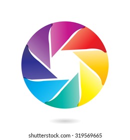 Vector illustration of camera shutter on white background