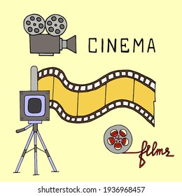 Vector illustration with cameras and film strip.