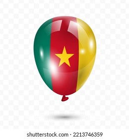 Ilustración vectorial del globo de la bandera de Camerún sobre fondo transparente (PNG). Globos de bandera ondeando para las celebraciones del Día de la Independencia.