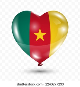 Vector illustration of a Cameroon country love balloon on transparent background (PNG). Flying love balloons for Independence Day celebration.