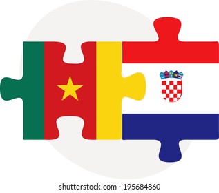 Vector illustration of Cameroon and Croatia Flags in puzzle isolated on white background