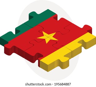 Vector illustration of Cameroon Flag in puzzle isolated on white background