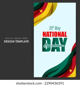 Vector illustration of Cameroon National Day social media story feed set mockup template poster flyer 