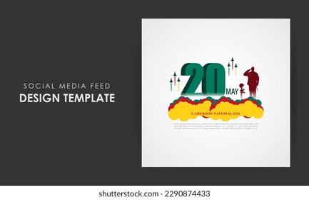 Vector illustration of Cameroon National Day social media story feed set mockup template poster flyer 