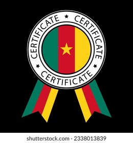Vector illustration of Cameroon ribbon certificate on black background.