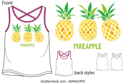 Vector illustration of Camisole. Front and back views