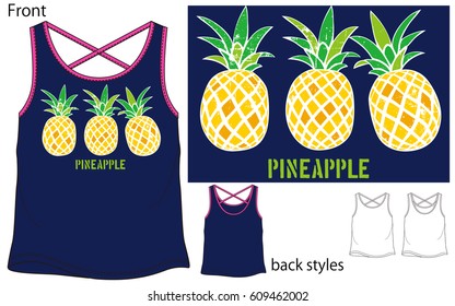 Vector illustration of Camisole. Front and back views