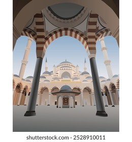 Ilustração vetorial da Mesquita Camlica Hill, Istambul, Turquia