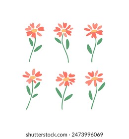 Vector illustration of camomile flower in simple hand drawn and linocut style. Simple contour vector illustration for cosmetics, postcard and pattern.