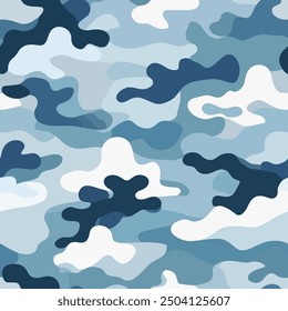 Ilustración vectorial de tela de camuflaje Diseño con una mezcla de azul celeste, gris suave y nube.