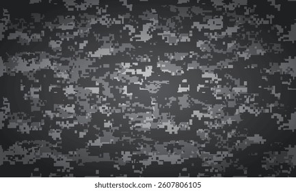 Vector illustration. Camouflage military texture background soldier repeated seamless black gray white gradient. Print