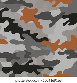 Vector illustration of camouflage with a mix of metallic colors like silver, bronze, and gunmetal grey.