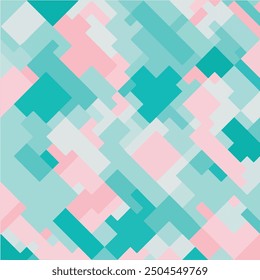 Vector illustration of camouflage with pastel tones- light blue, pink, and mint green Pattern.