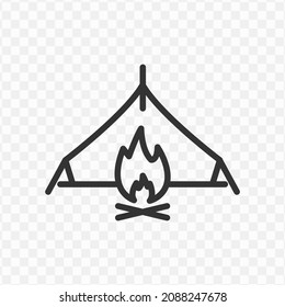 Vector illustration of camp icon in dark color and transparent background(png).
