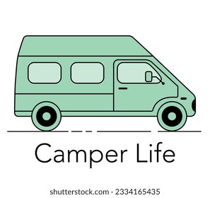 Vector illustration of a camper. Motorhome. Camper life