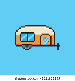 Ilustración vectorial de Camper Van con Pixel Art Design, perfecto para diseños temáticos de activos de juego