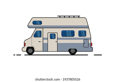 Vector illustration of a camper van.Travel mobile homes or caravan.Vector illustration.