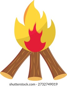 Vector illustration of a campfire, available for purchase at 1 credit or $1 USD.