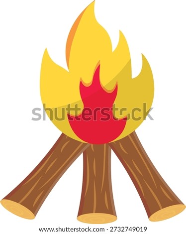 Vector illustration of a campfire, available for purchase at 1 credit or $1 USD.