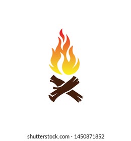 Vector illustration of campfire with firewood, Bonfire icon design