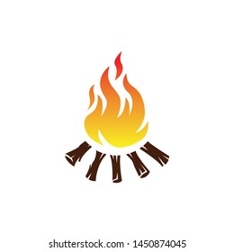 Vector illustration of campfire with firewood, Bonfire icon design